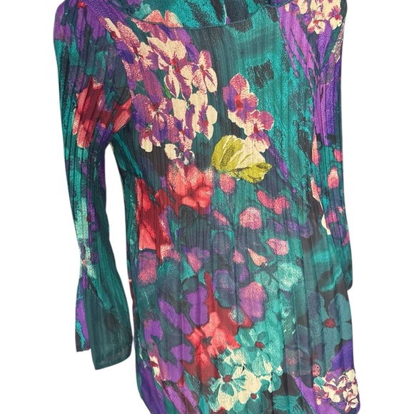 Y2K Sunny Leigh Fairy Whimsical Floral Bell Sleeve Tunic Blouse Ruffles  S - Picture 7 of 11